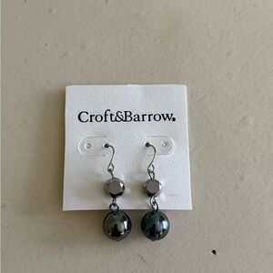 Croft & Barrow Black and Silver Drop Earrings